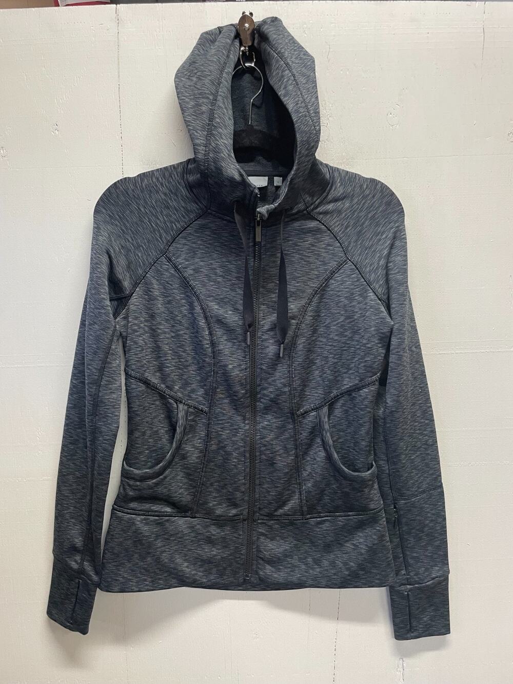 Athleta Women's Long Sleeve Zip Up Jacket Size Small Thumbholes Charcoal Gray